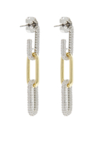 Alt Pave Triple Link Earrings, Plated Brass & Cubic Zirconia